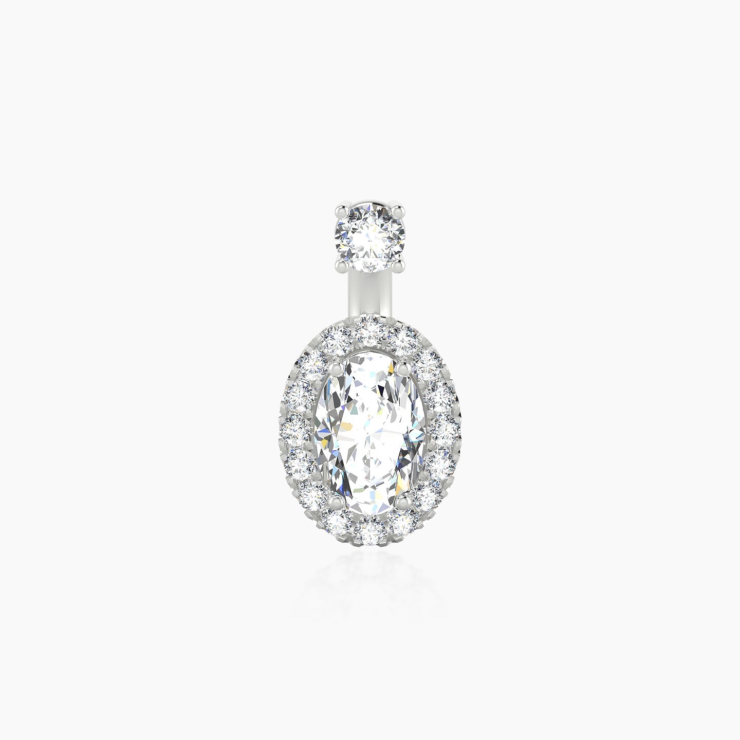 Eirene | 18k White Gold 6 mm 9 mm Halo Oval Diamond Navel Piercing