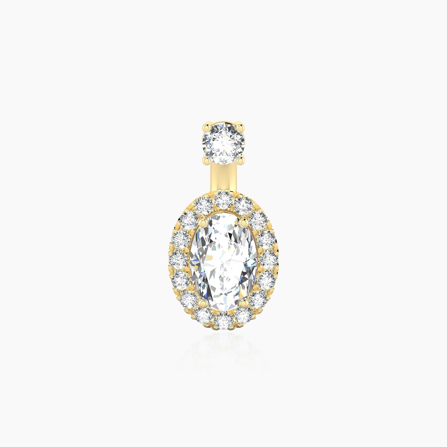 Eirene | 18k Yellow Gold 6 mm 9 mm Halo Oval Diamond Navel Piercing