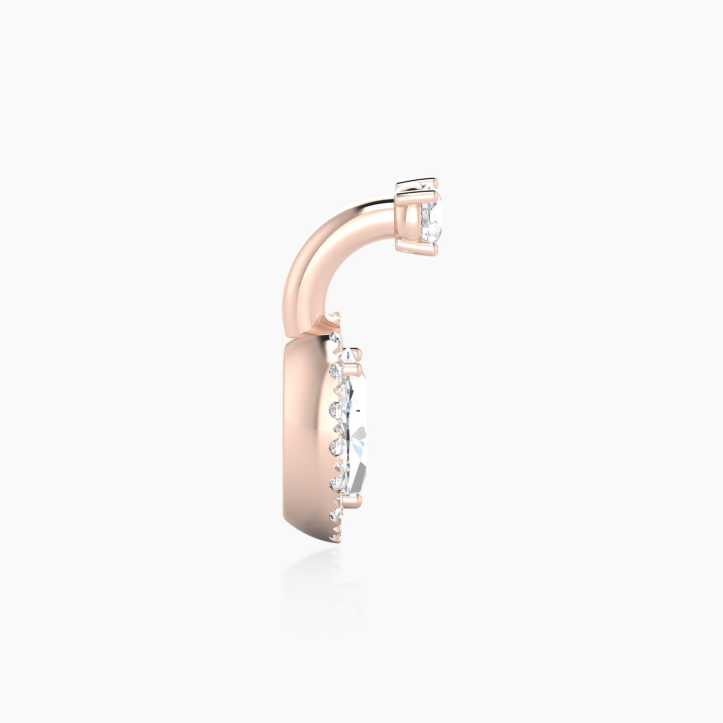 Eirene | 18k Rose Gold 6 mm 9 mm Halo Oval Diamond Navel Piercing