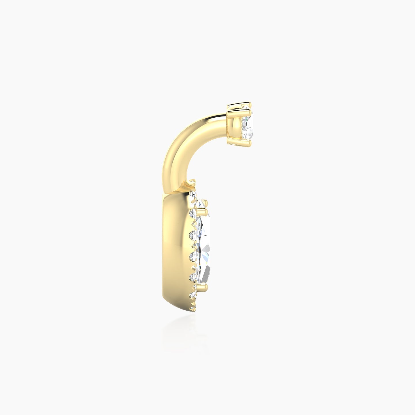 Eirene | 18k Yellow Gold 6 mm 9 mm Halo Oval Diamond Navel Piercing