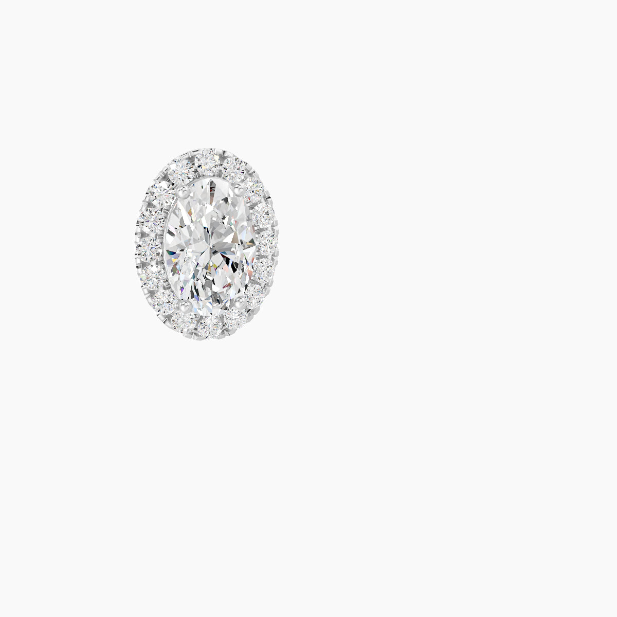 Eirene | 18k White Gold 8.5 mm 6.5 mm Halo Oval Diamond Piercing