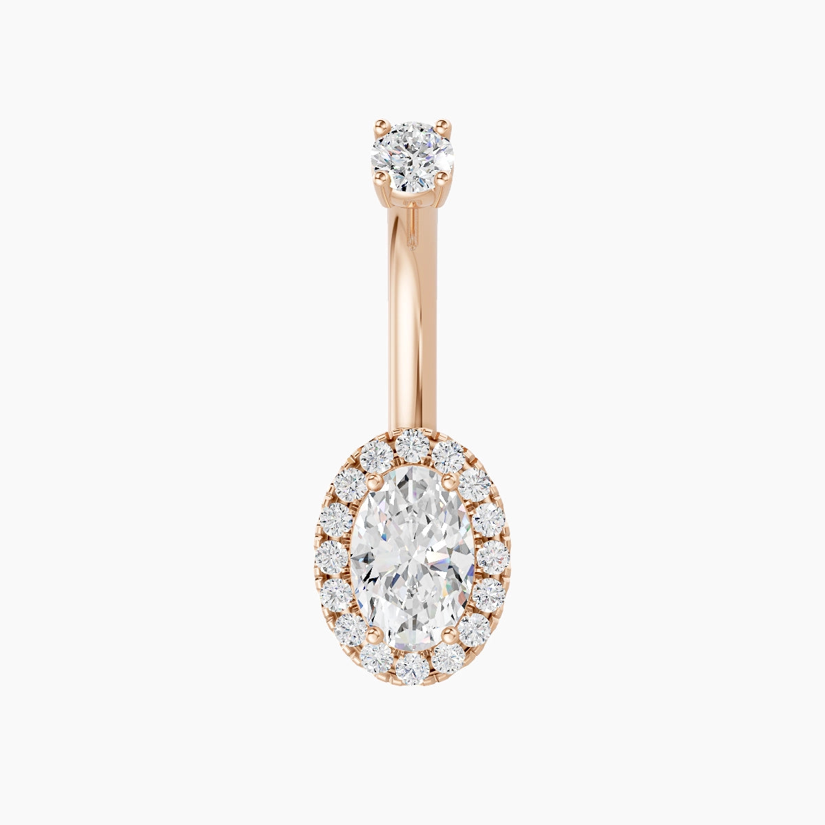 Eirene | 18k Rose Gold 8.5 mm 8 mm Halo Oval Diamond Belly Piercing