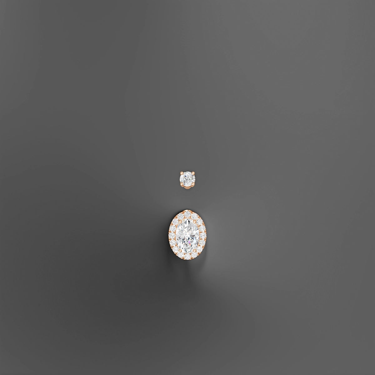 Eirene | 18k Rose Gold 8.5 mm 8 mm Halo Oval Diamond Belly Piercing