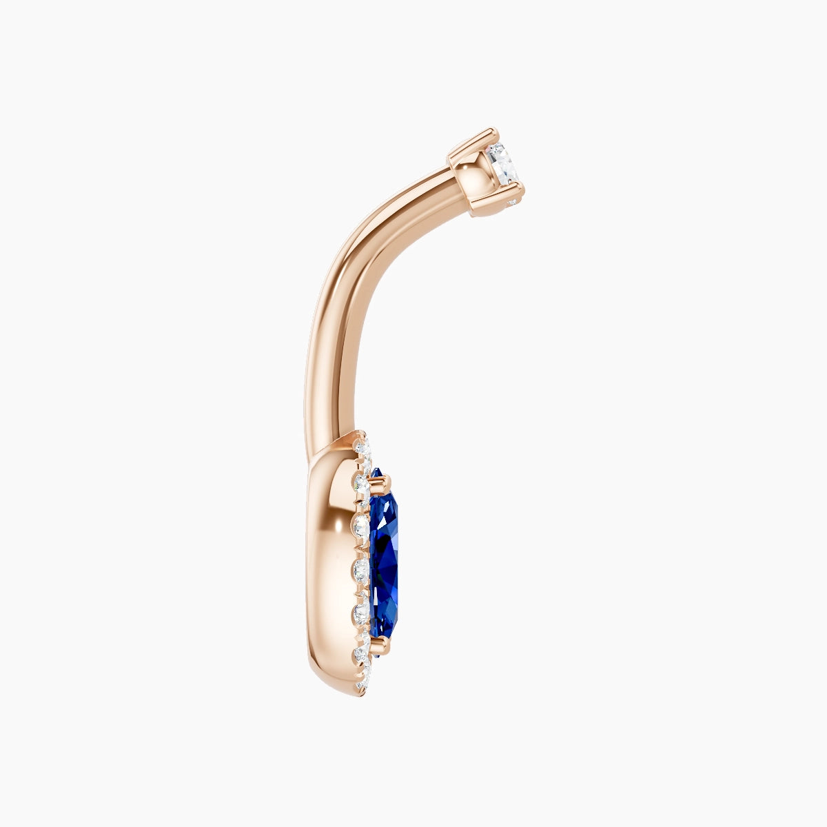 Eirene | 18k Rose Gold 8.5 mm 8 mm Halo Oval Sapphire & Diamond Belly Piercing