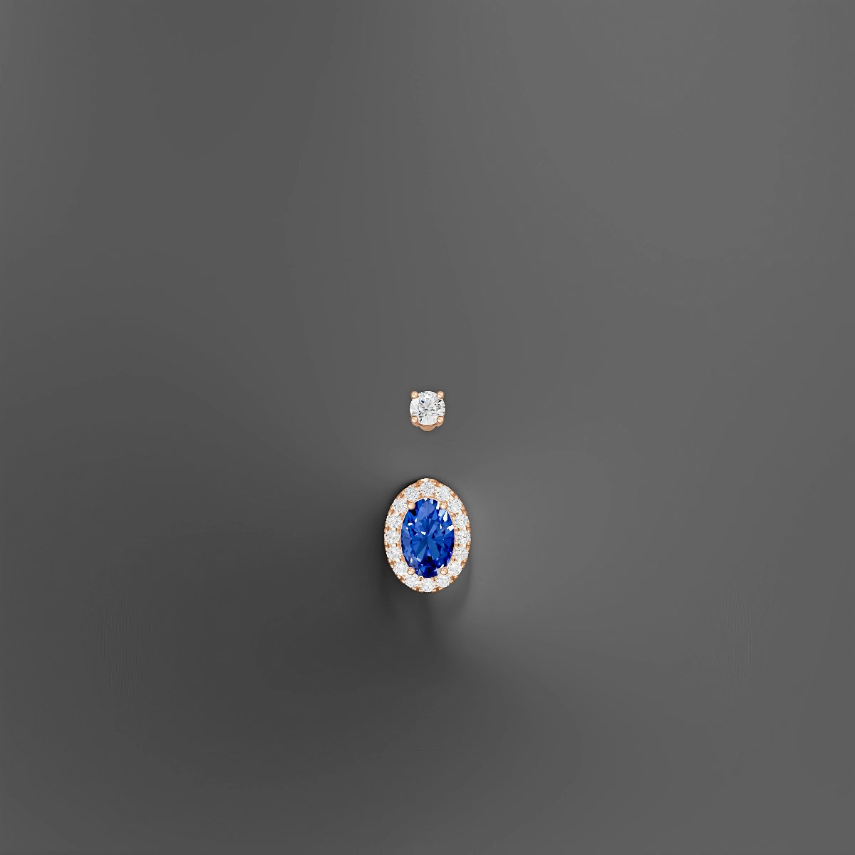 Eirene | 18k Rose Gold 8.5 mm 8 mm Halo Oval Sapphire & Diamond Belly Piercing