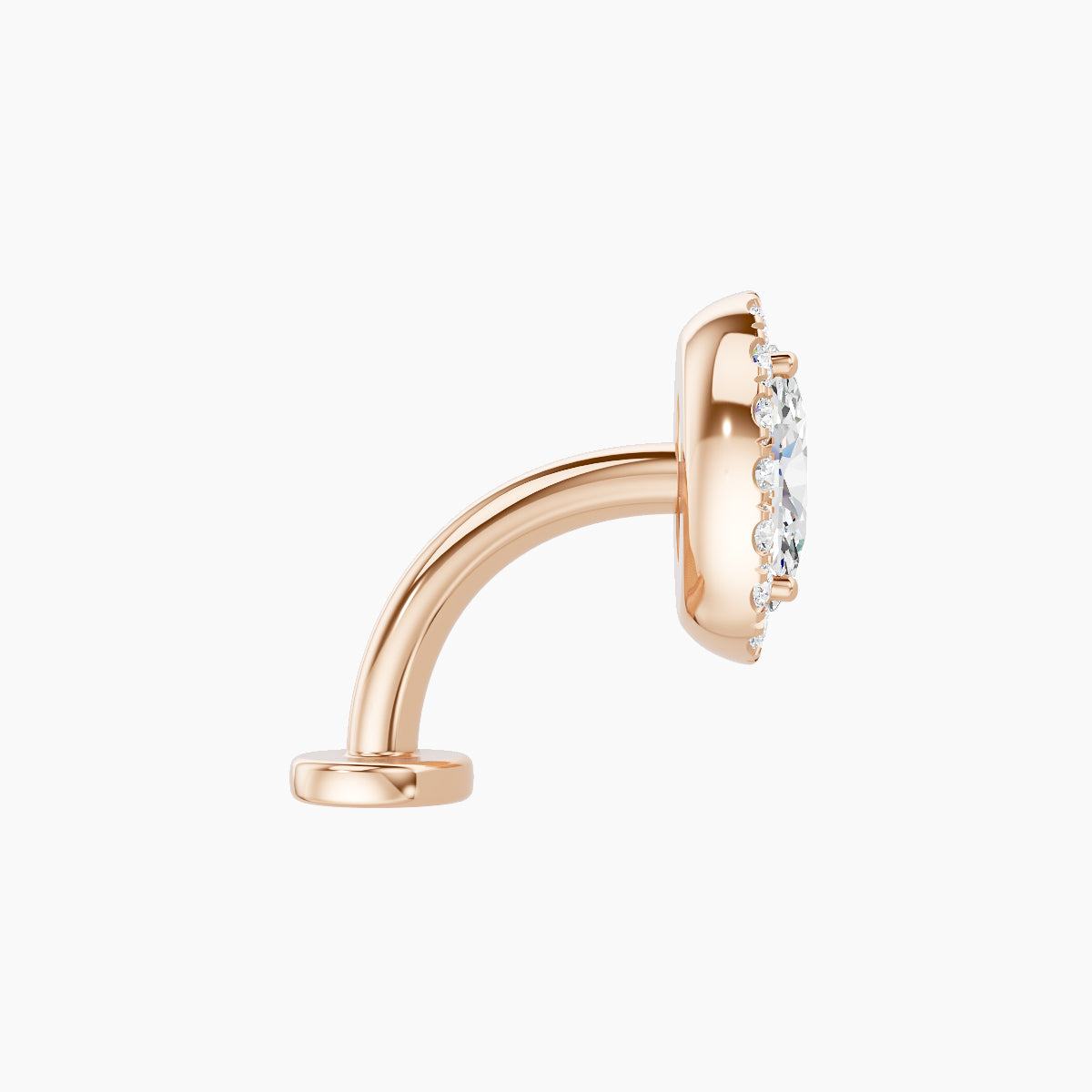 Eirene | 18k Rose Gold 8.5 mm 8 mm Halo Oval Diamond Floating Navel Piercing