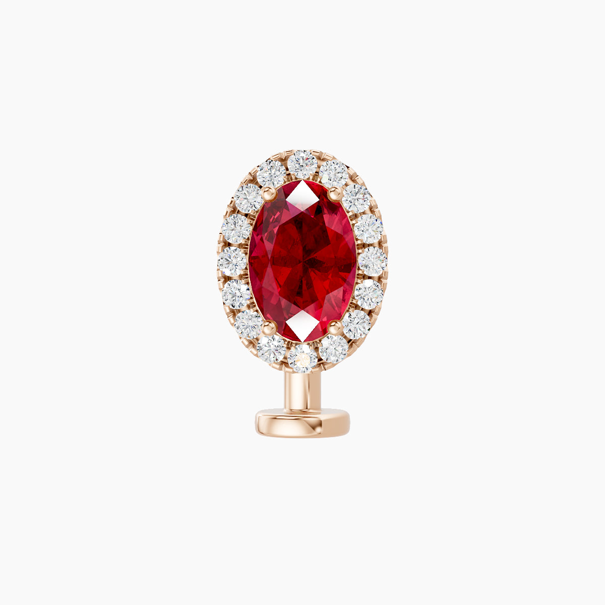 Eirene | 18k Rose Gold 8 mm 8.5 mm Halo Oval Ruby & Diamond Floating Navel Piercing
