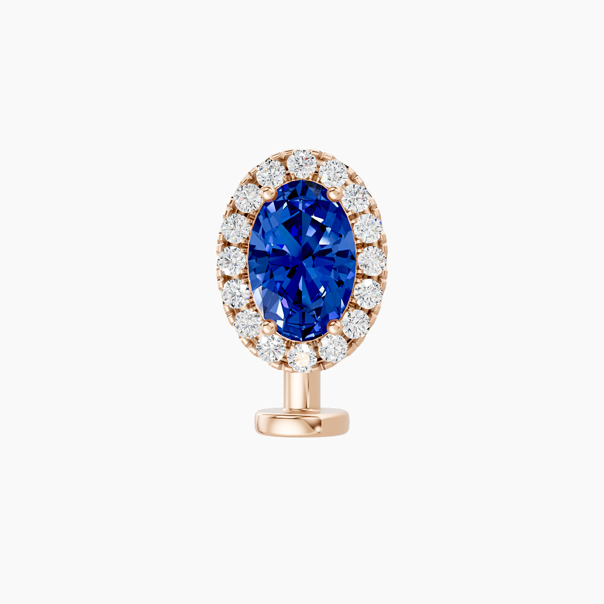 Eirene | 18k Rose Gold 8 mm 8.5 mm Halo Oval Sapphire & Diamond Floating Navel Piercing