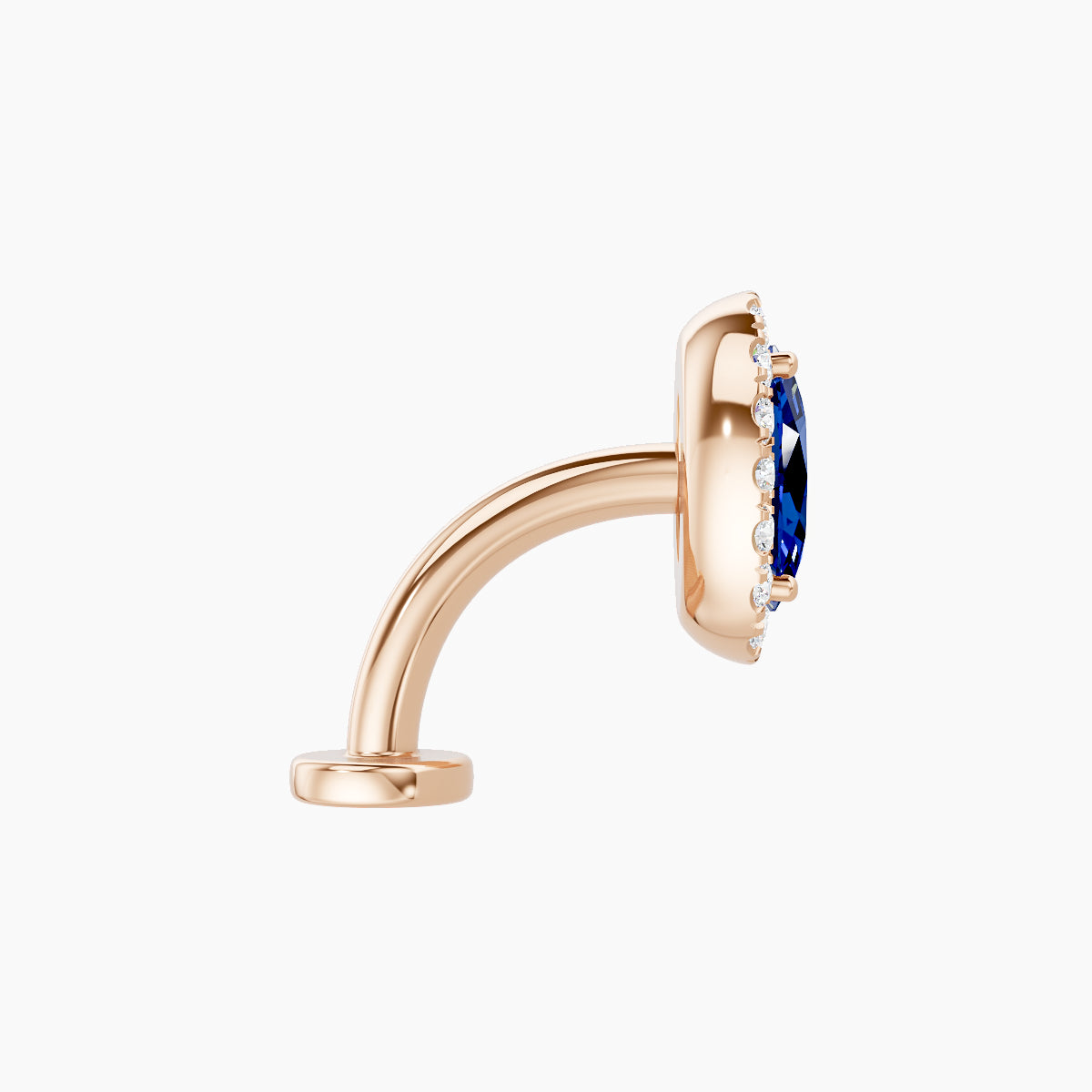 Eirene | 18k Rose Gold 8 mm 8.5 mm Halo Oval Sapphire & Diamond Floating Navel Piercing