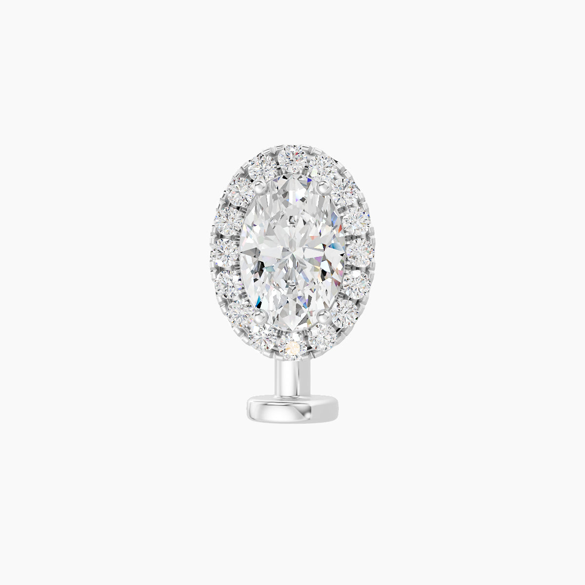 Eirene | 18k White Gold 8.5 mm 8 mm Halo Oval Diamond Floating Navel Piercing