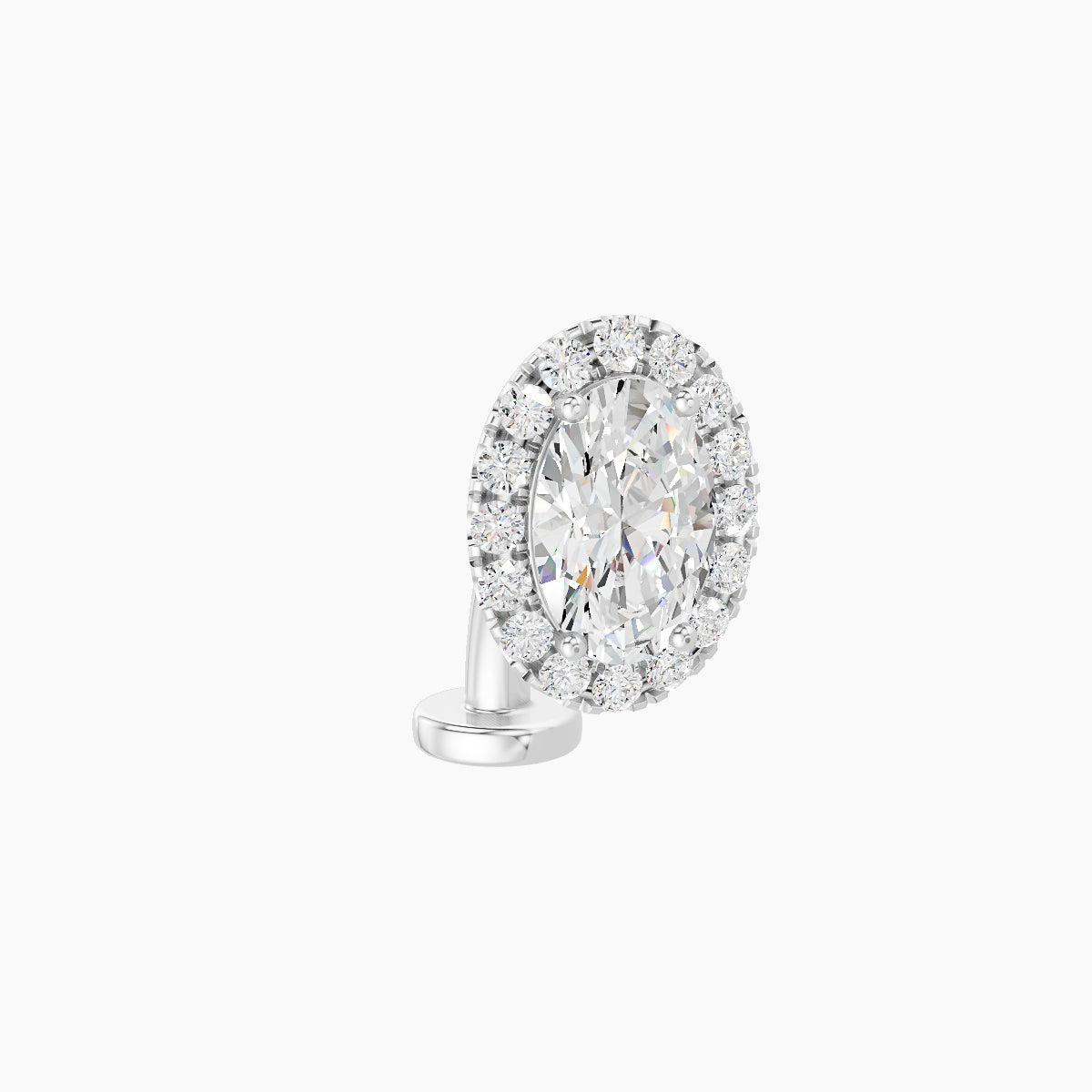 Eirene | 18k White Gold 8.5 mm 8 mm Halo Oval Diamond Floating Navel Piercing