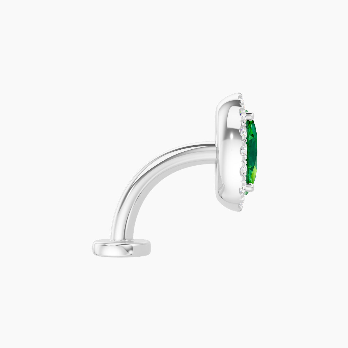 Eirene | 18k White Gold 8 mm 8.5 mm Halo Oval Emerald & Diamond Floating Navel Piercing