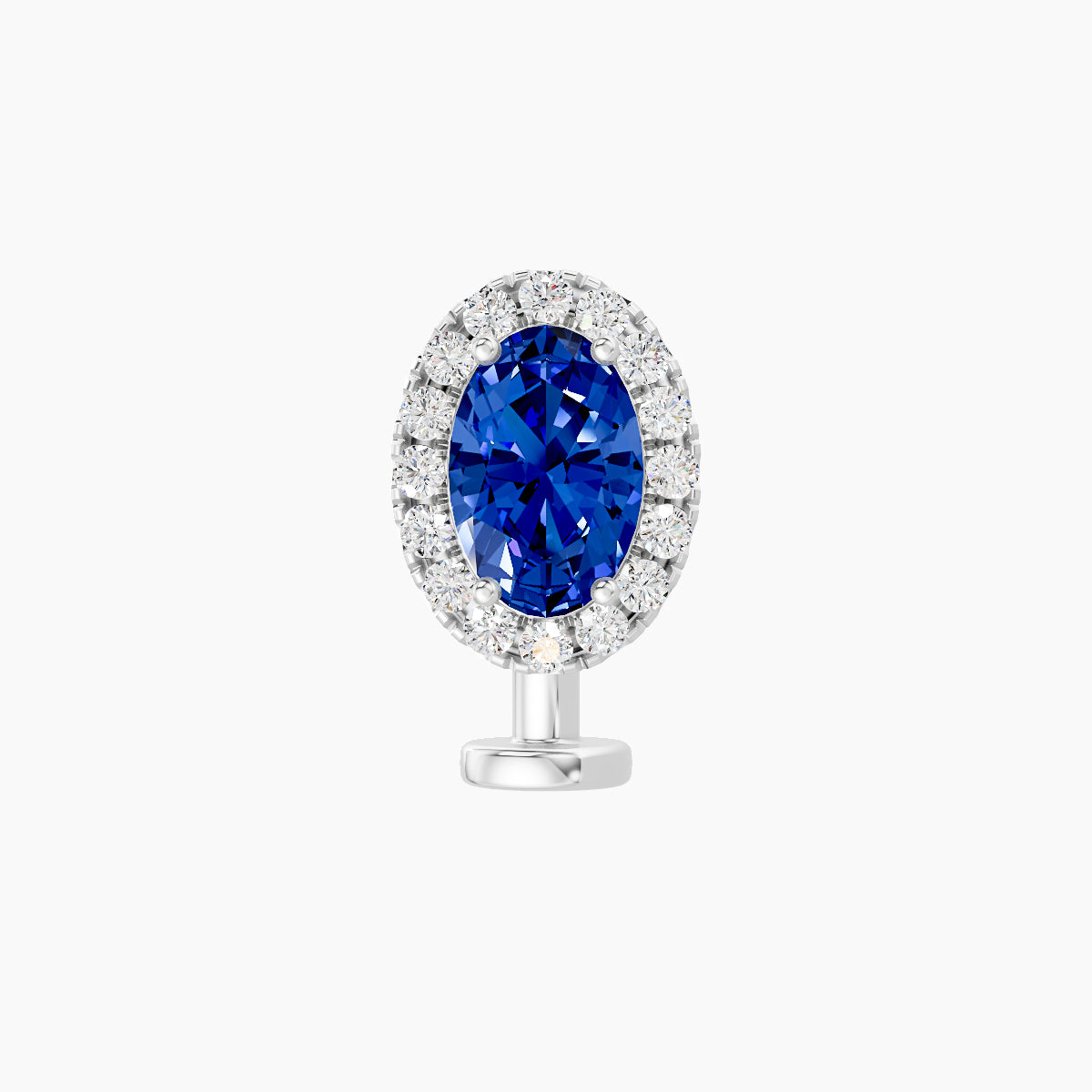 Eirene | 18k White Gold 8 mm 8.5 mm Halo Oval Sapphire & Diamond Floating Navel Piercing