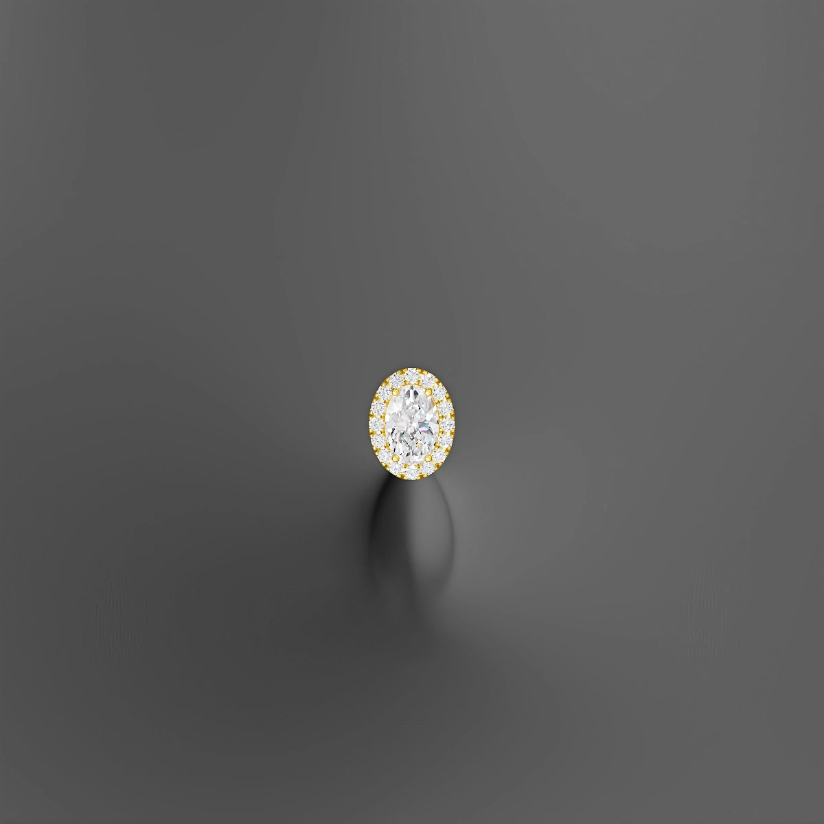 Eirene | 18k Yellow Gold 8.5 mm 8 mm Halo Oval Diamond Floating Navel Piercing