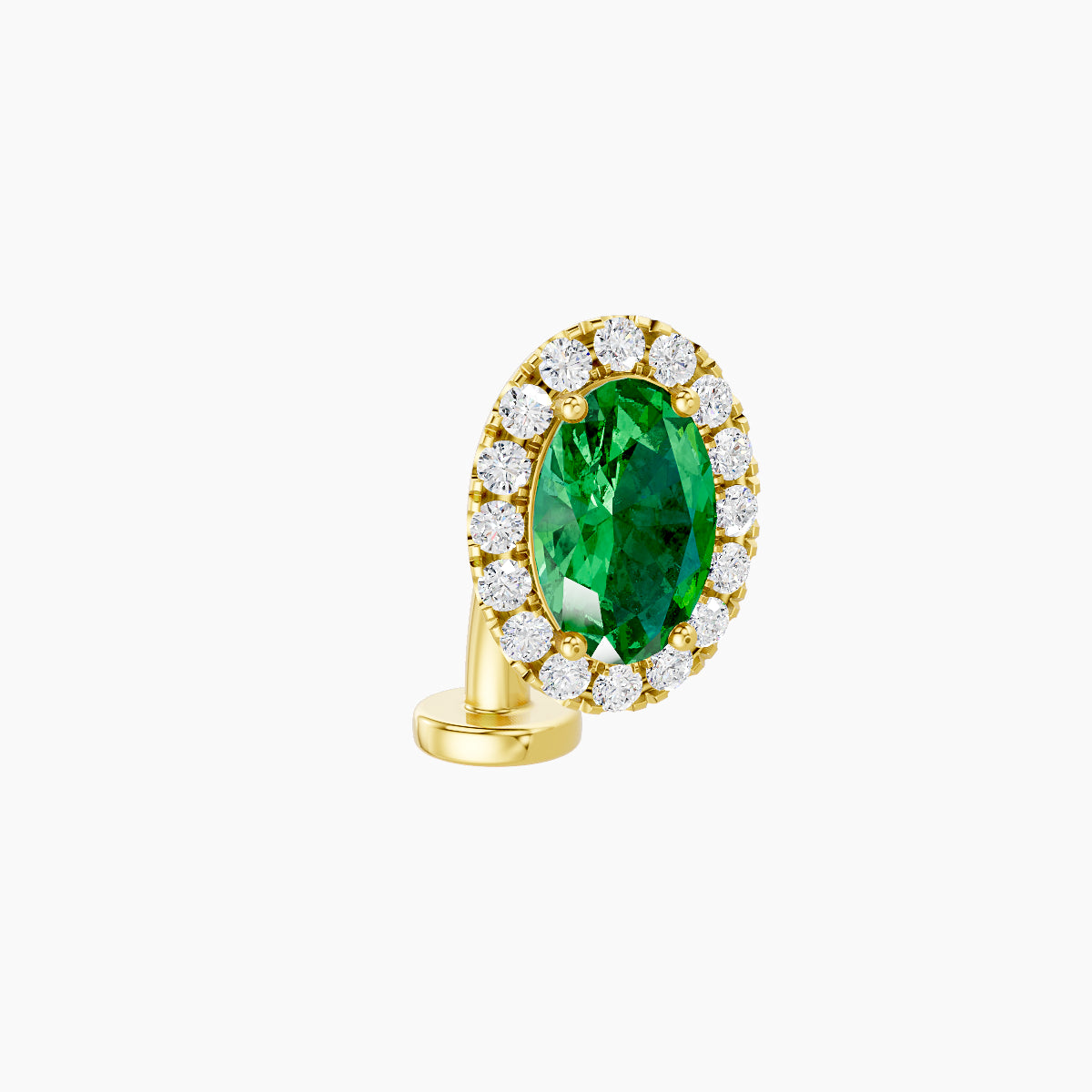 Eirene | 18k Yellow Gold 8 mm 8.5 mm Halo Oval Emerald & Diamond Floating Navel Piercing