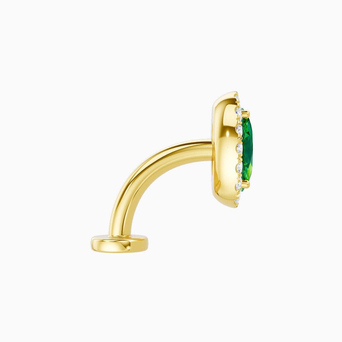 Eirene | 18k Yellow Gold 8 mm 8.5 mm Halo Oval Emerald & Diamond Floating Navel Piercing