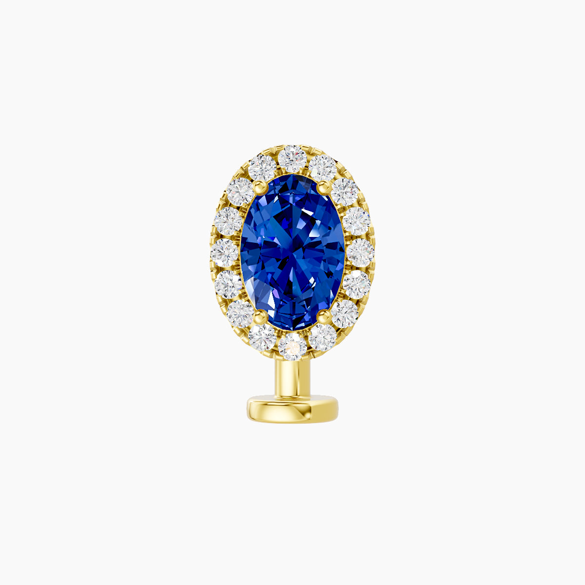 Eirene | 18k Yellow Gold 8 mm 8.5 mm Halo Oval Sapphire & Diamond Floating Navel Piercing