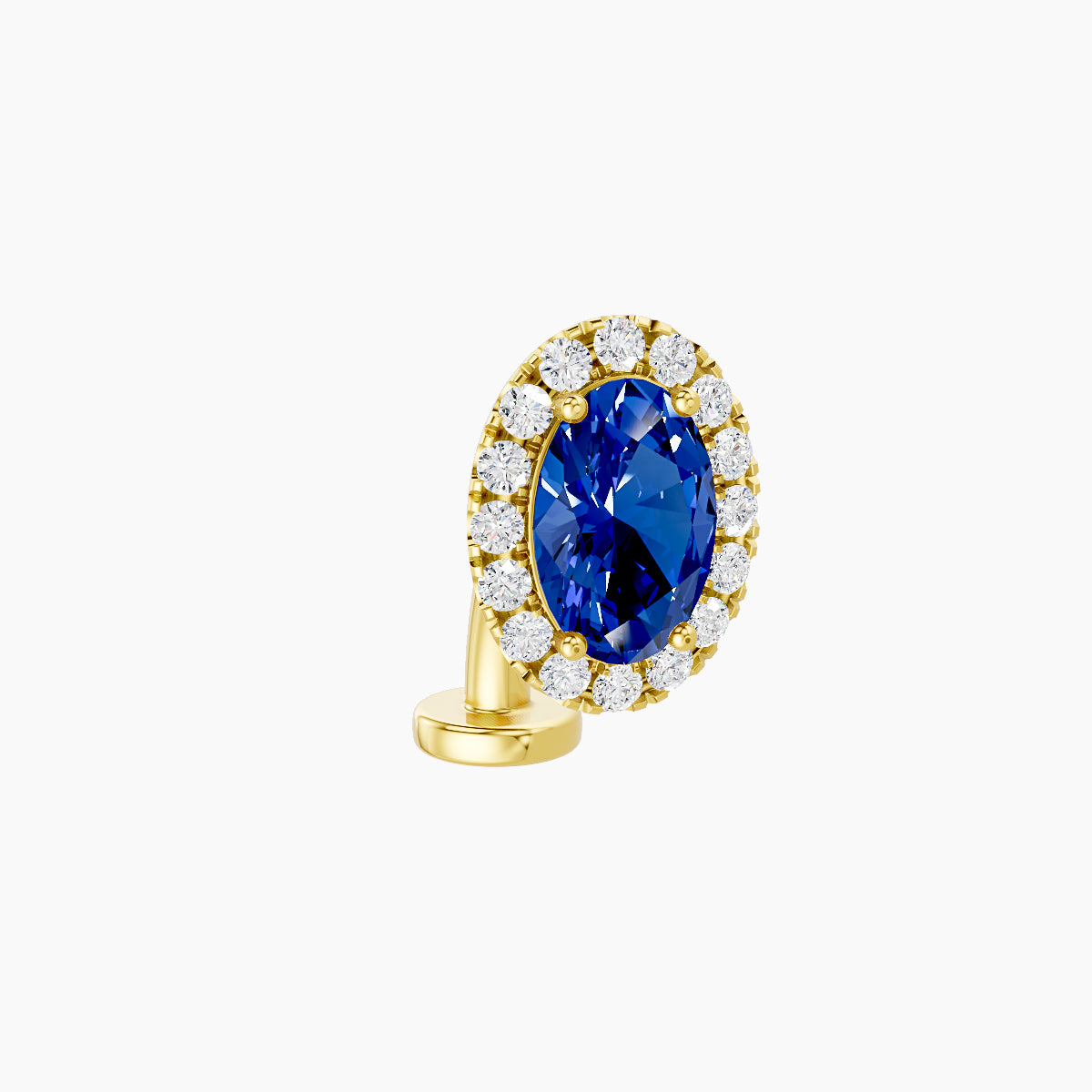 Eirene | 18k Yellow Gold 8 mm 8.5 mm Halo Oval Sapphire & Diamond Floating Navel Piercing