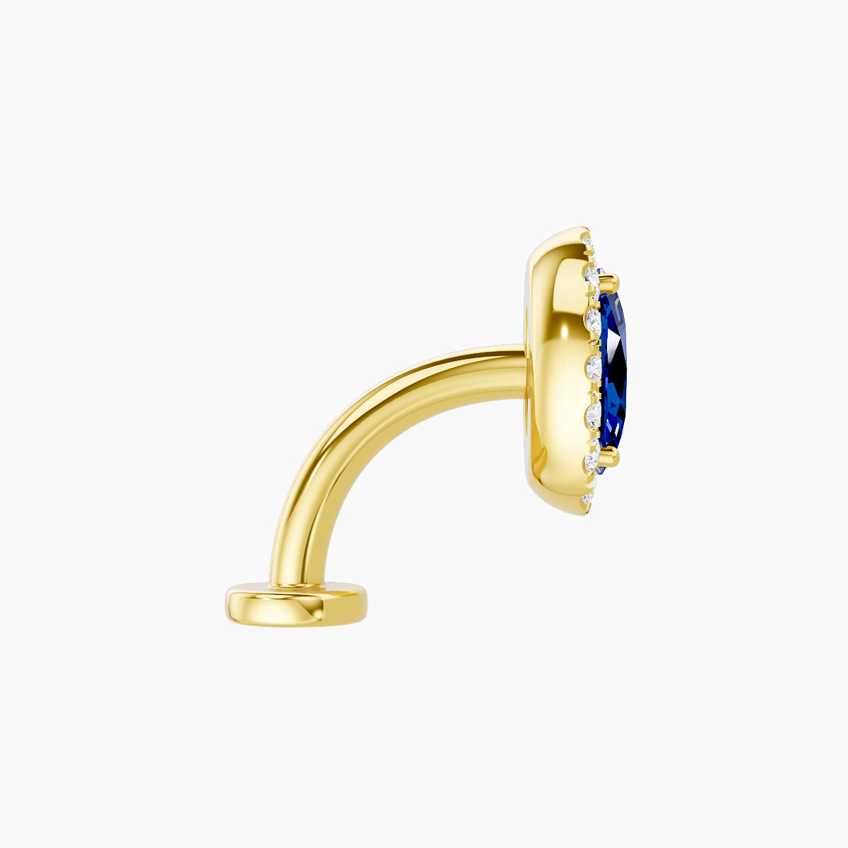 Eirene | 18k Yellow Gold 8 mm 8.5 mm Halo Oval Sapphire & Diamond Floating Navel Piercing