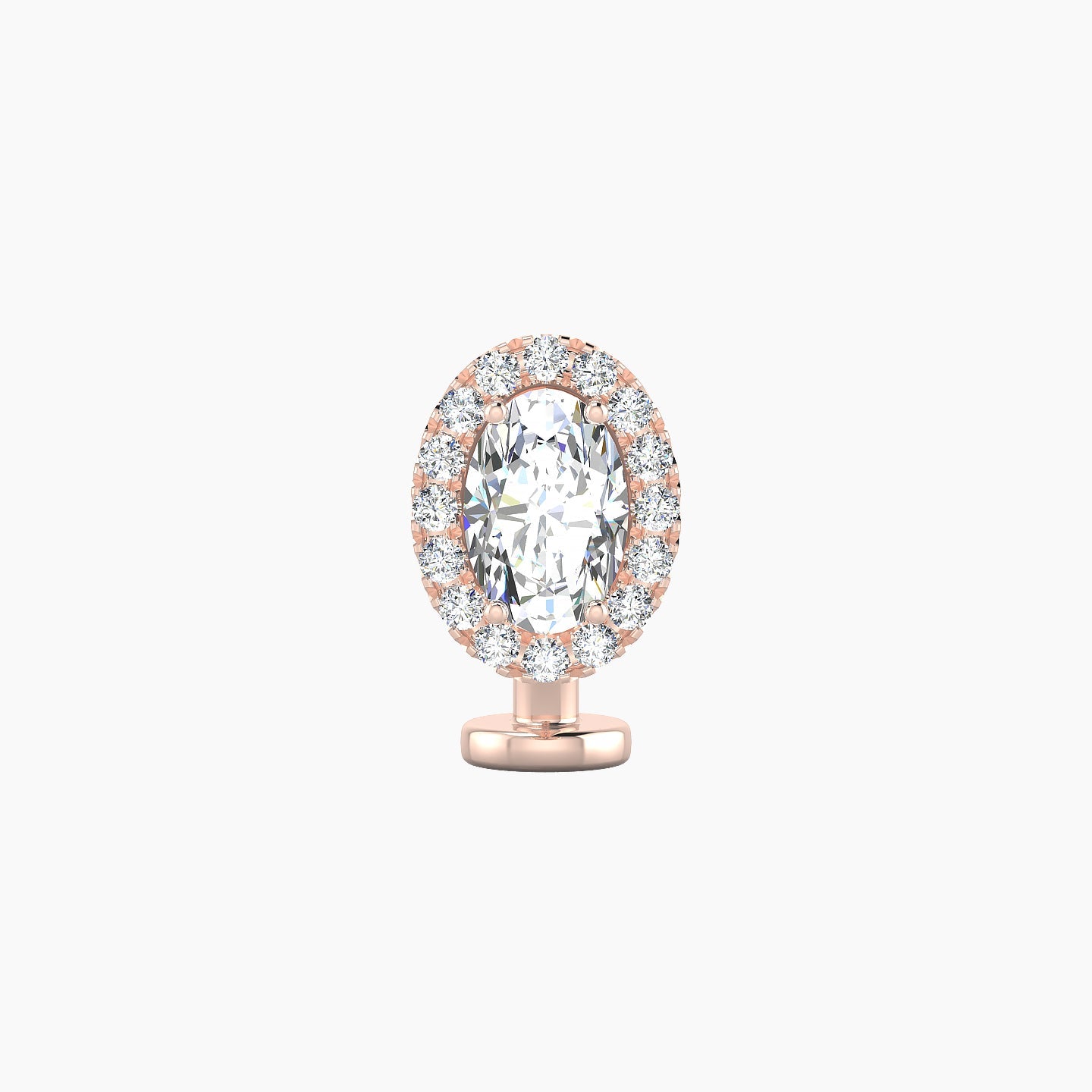 Eirene | 18k Rose Gold 9 mm 8 mm Halo Oval Diamond Floating Navel Piercing