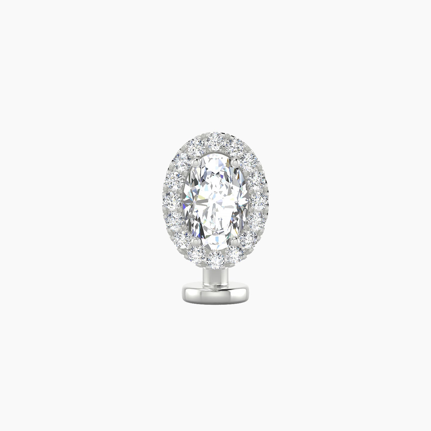 Eirene | 18k White Gold 9 mm 8 mm Halo Oval Diamond Floating Navel Piercing