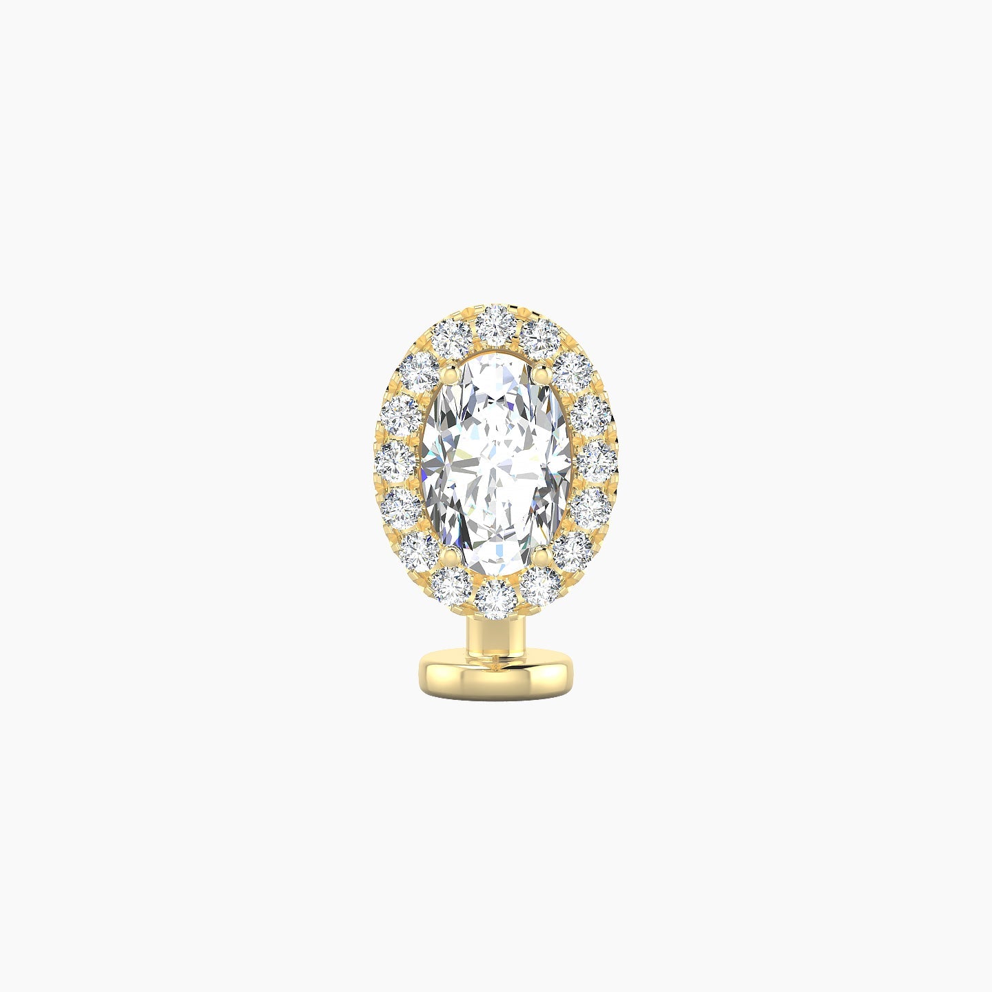 Eirene | 18k Yellow Gold 9 mm 8 mm Halo Oval Diamond Floating Navel Piercing