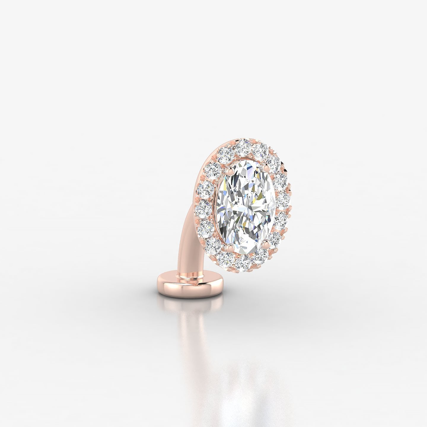 Eirene | 18k Rose Gold 9 mm 8 mm Halo Oval Diamond Floating Navel Piercing