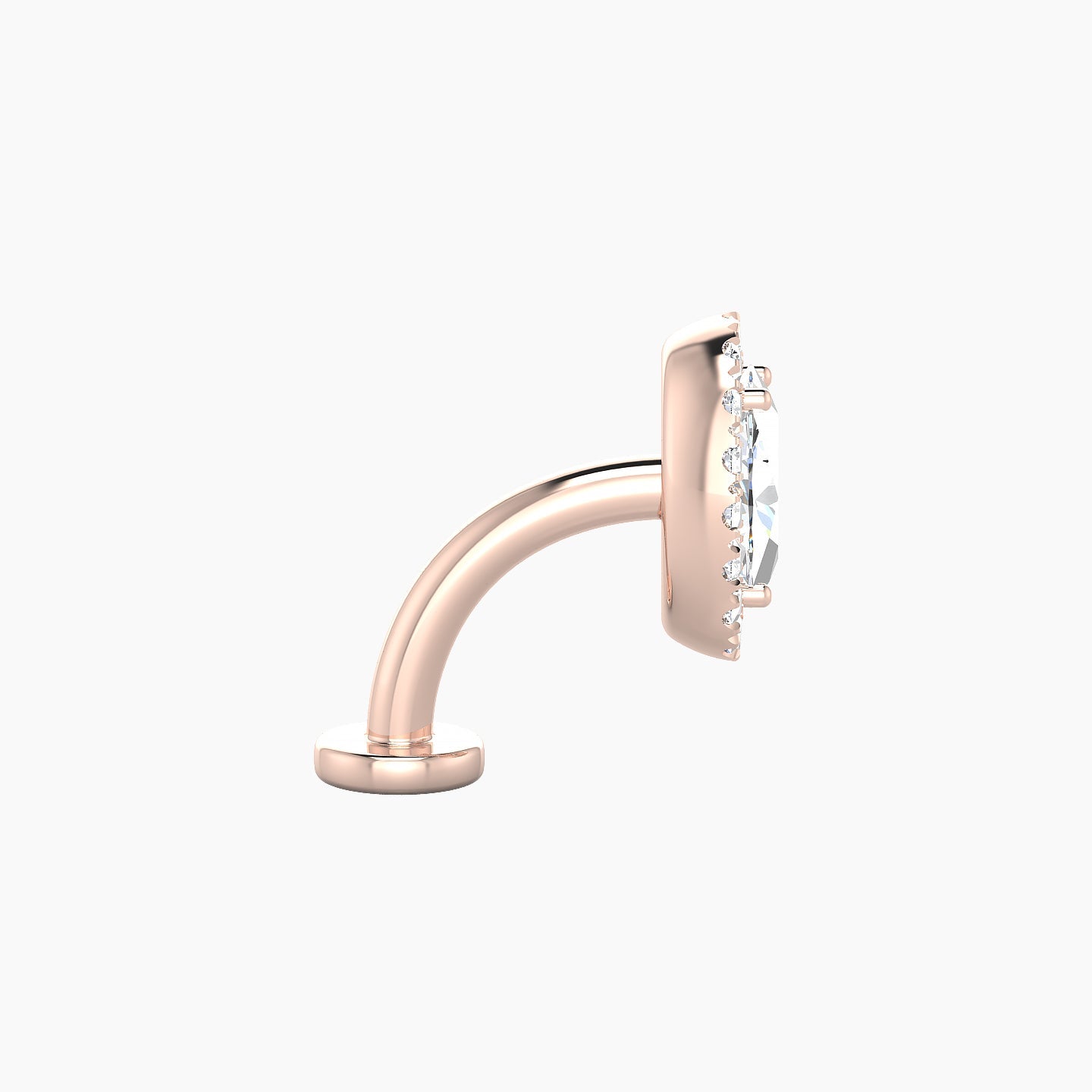 Eirene | 18k Rose Gold 9 mm 8 mm Halo Oval Diamond Floating Navel Piercing