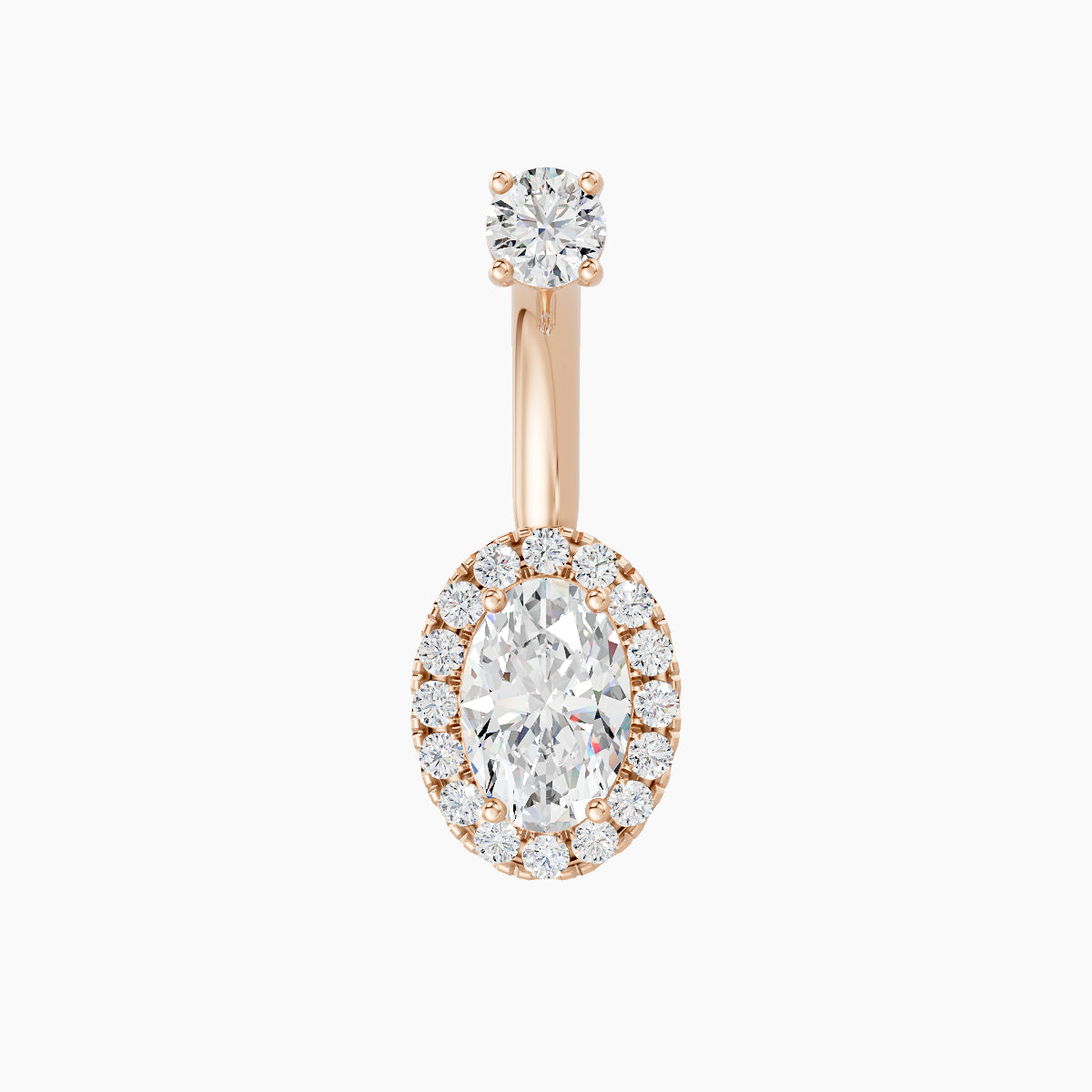 Eirene | 18k Rose Gold 8.5 mm 8 mm Halo Oval Diamond Navel Piercing