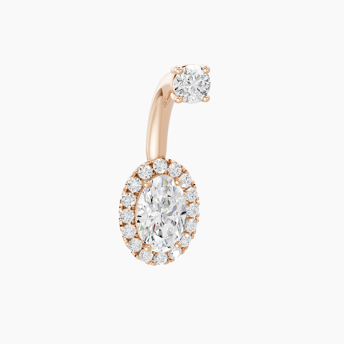 Eirene | 18k Rose Gold 8.5 mm 8 mm Halo Oval Diamond Navel Piercing