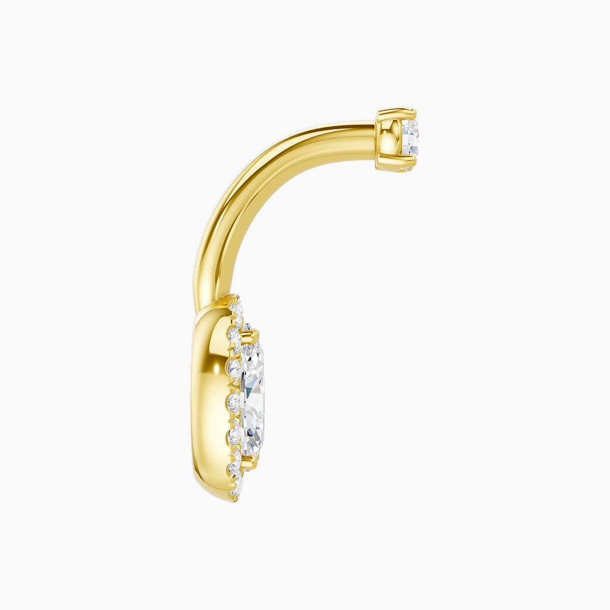 Eirene | 18k Yellow Gold 8.5 mm 8 mm Halo Oval Diamond Navel Piercing