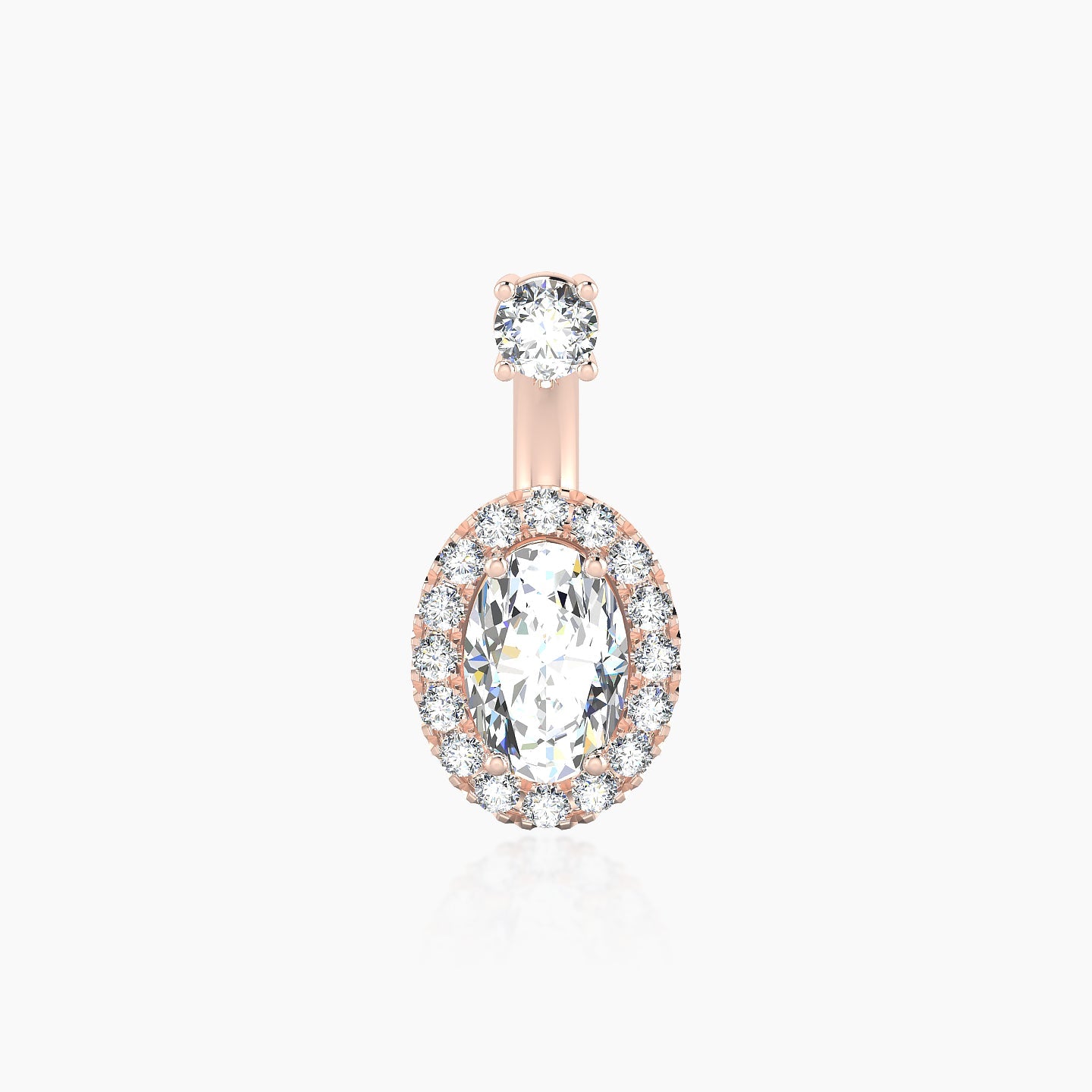 Eirene | 18k Rose Gold 8 mm 9 mm Halo Oval Diamond Navel Piercing