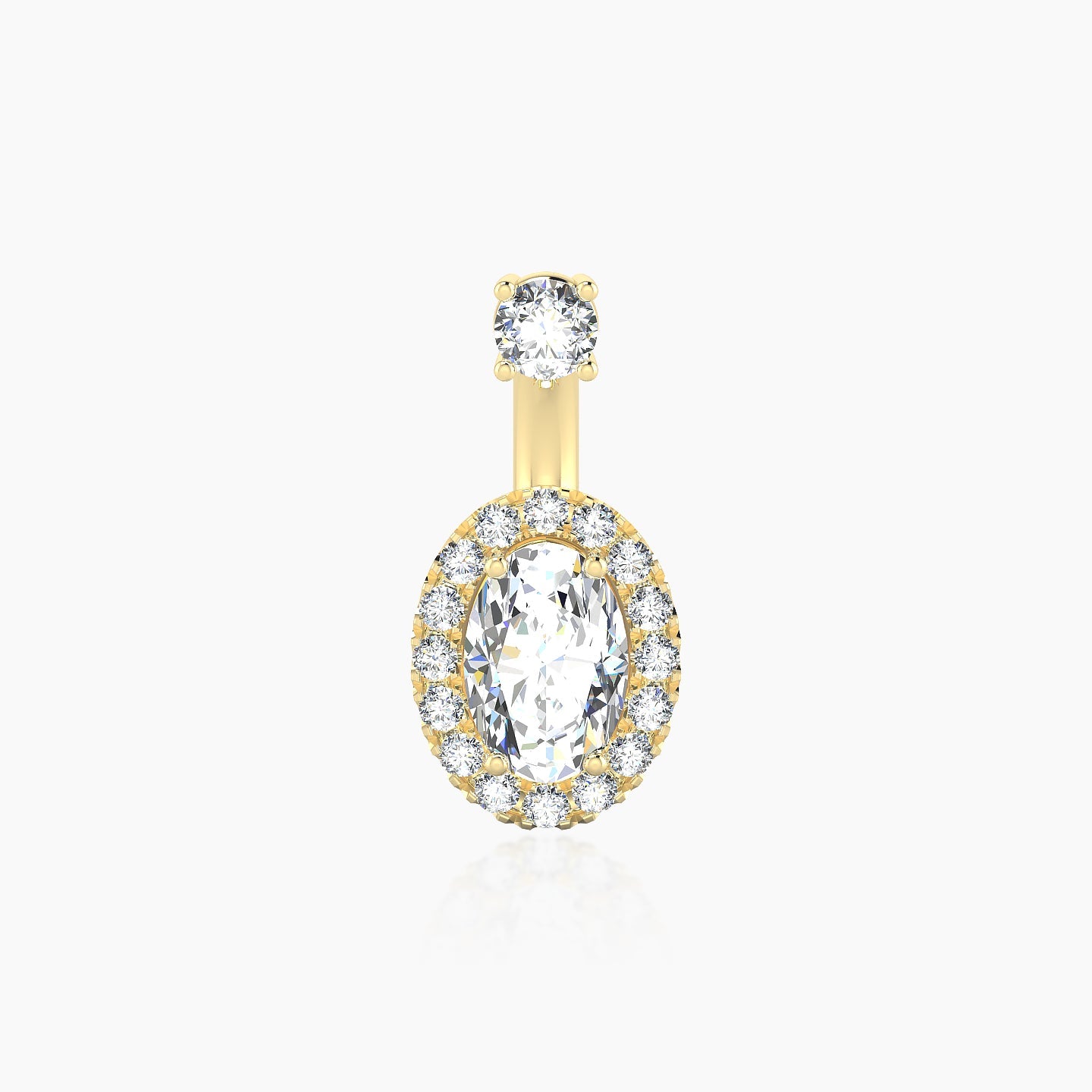 Eirene | 18k Yellow Gold 8 mm 9 mm Halo Oval Diamond Navel Piercing