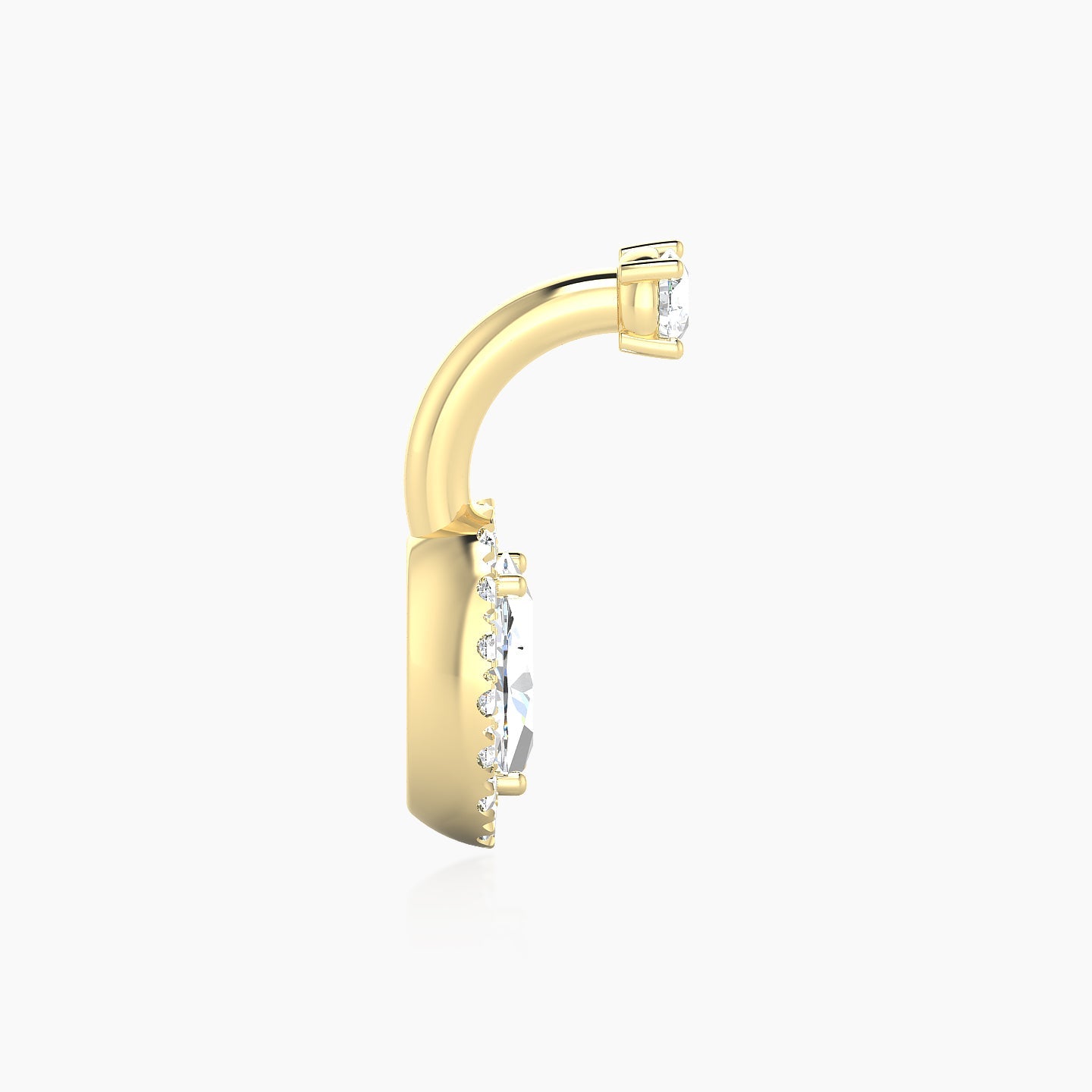 Eirene | 18k Yellow Gold 8 mm 9 mm Halo Oval Diamond Navel Piercing