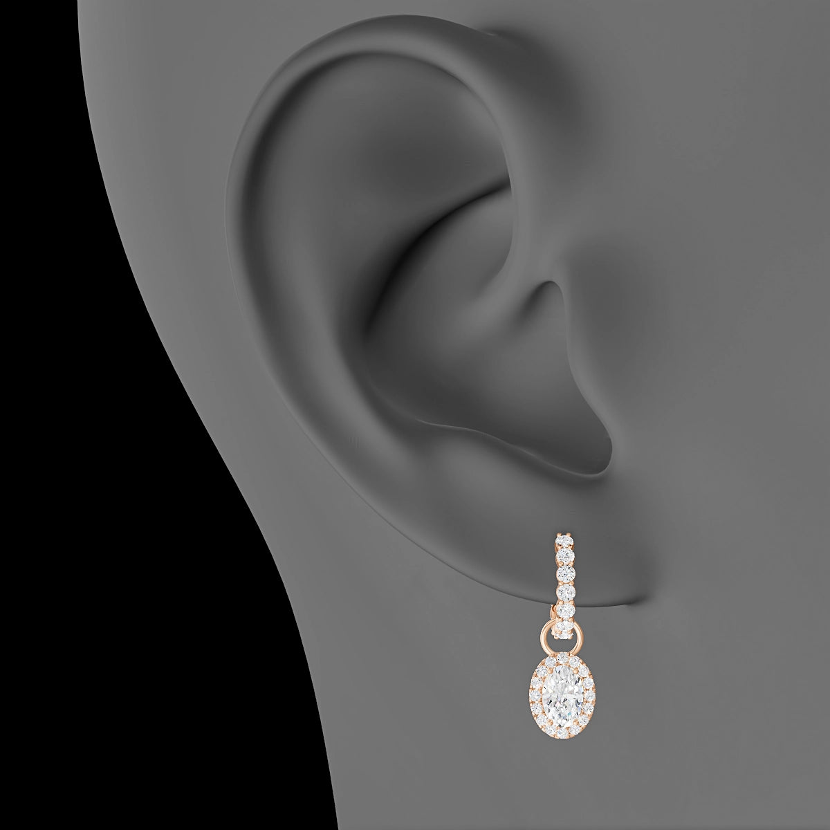 Eirene | 18k Rose Gold 8.5 mm Halo Oval Diamond Charm