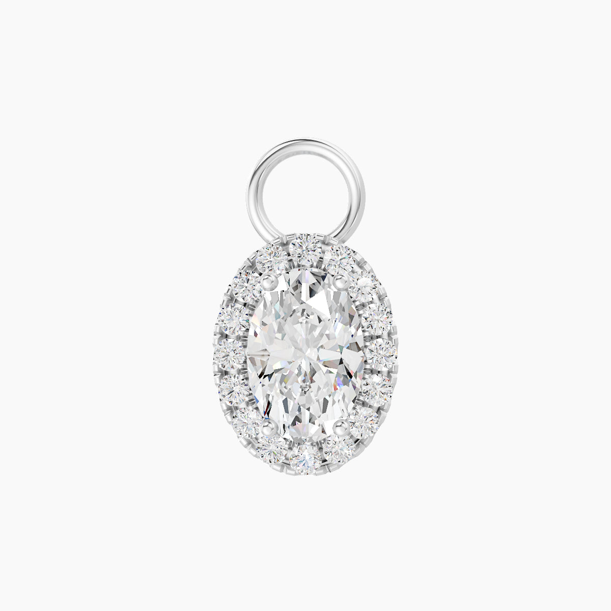 Eirene | 18k White Gold 8.5 mm Halo Oval Diamond Charm