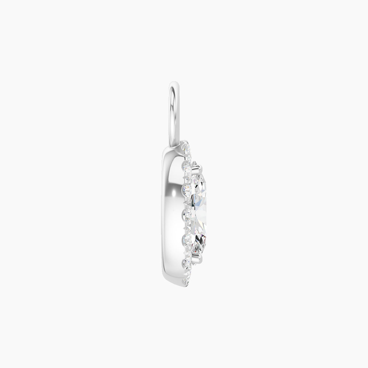 Eirene | 18k White Gold 8.5 mm Halo Oval Diamond Charm