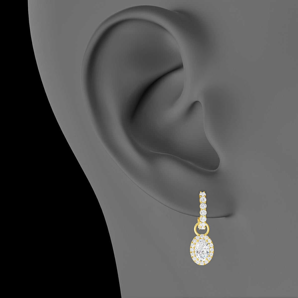 Eirene | 18k Yellow Gold 8.5 mm Halo Oval Diamond Charm