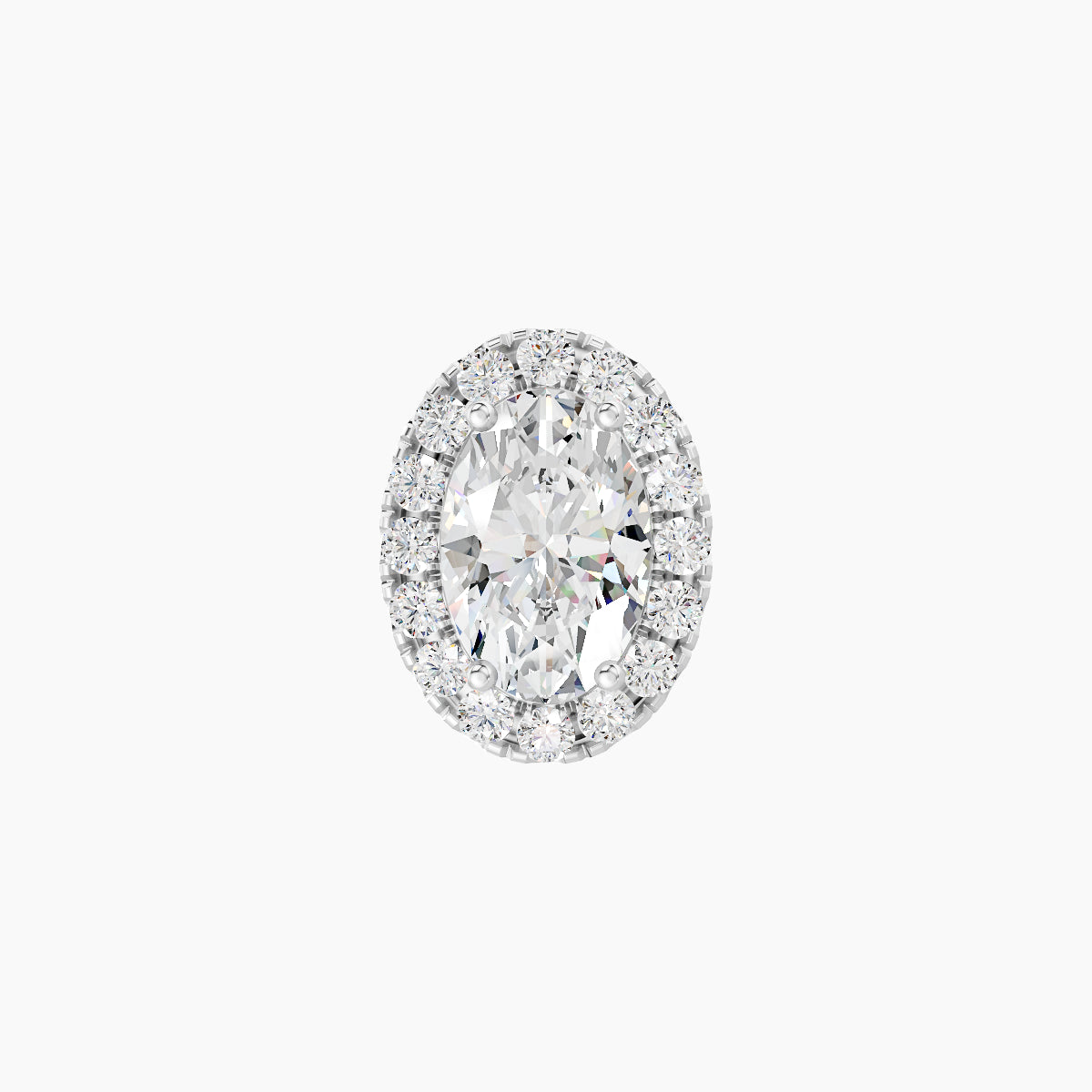 Eirene | 18k White Gold 8.5 mm Halo Oval Diamond Earring