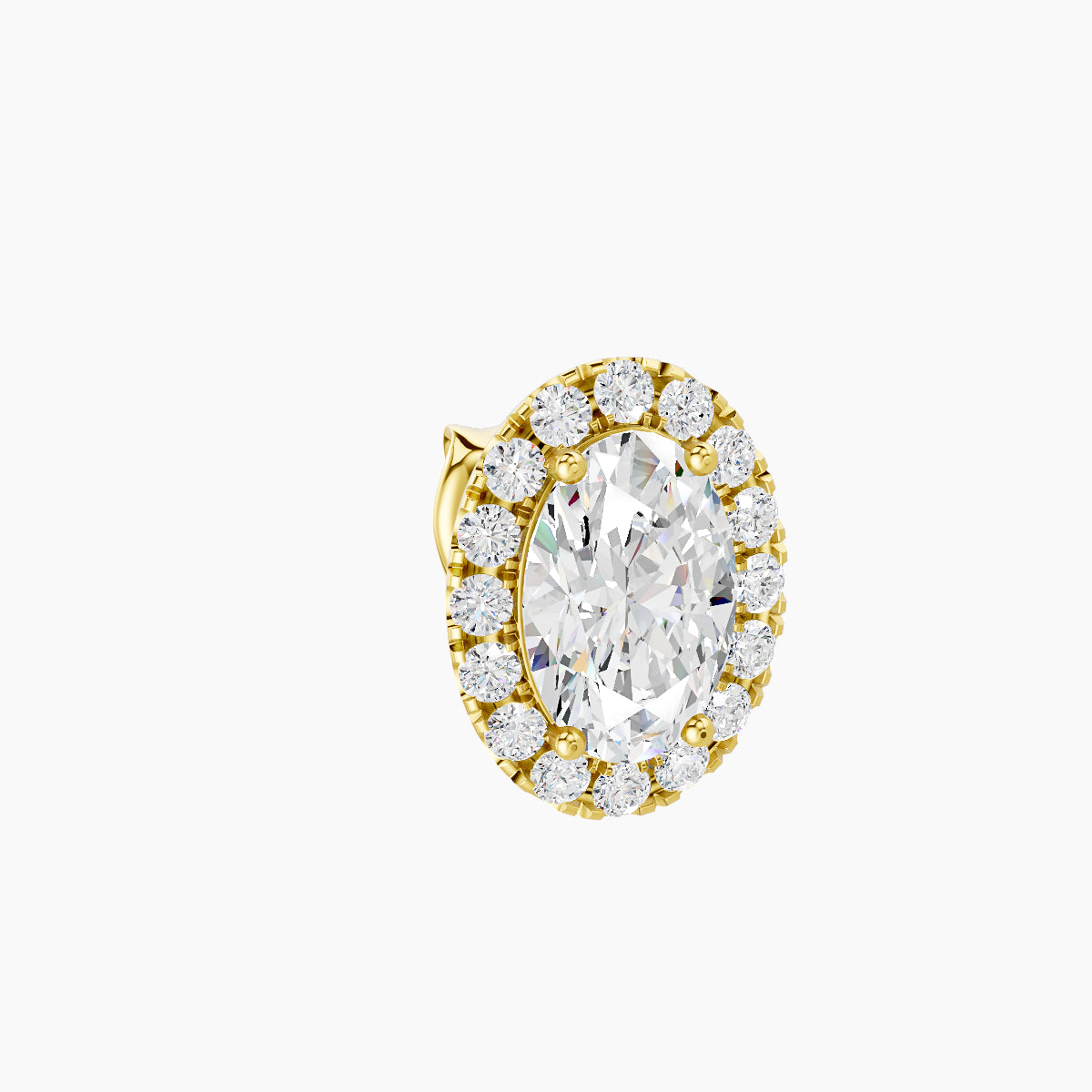 Eirene | 18k Yellow Gold 8.5 mm Halo Oval Diamond Earring