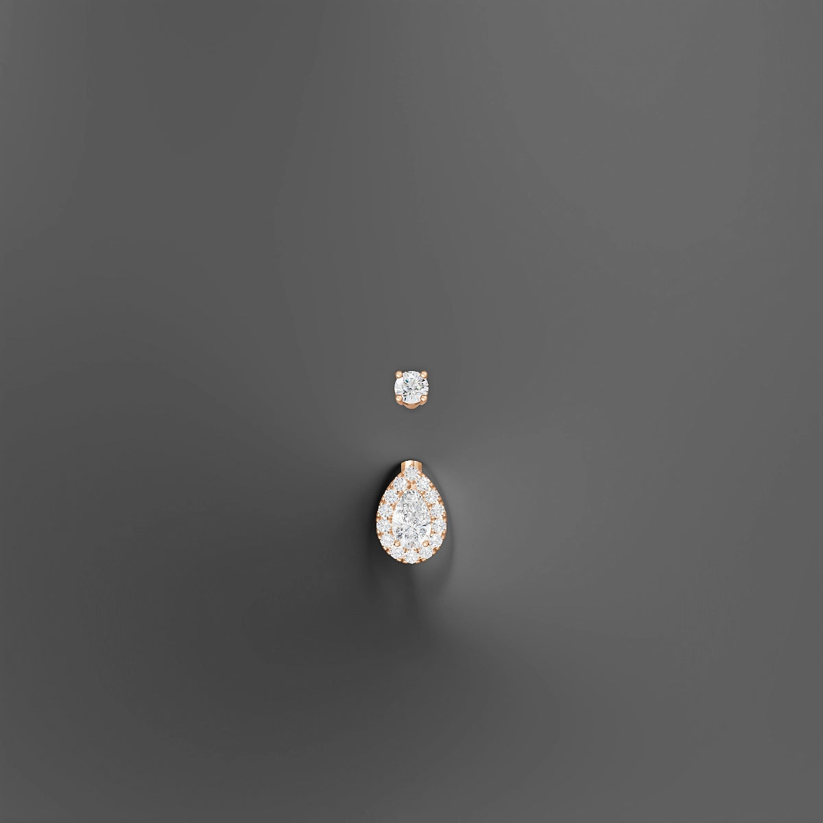 Eirene | 18k Rose Gold 8 mm 10 mm Halo Pear Diamond Belly Piercing