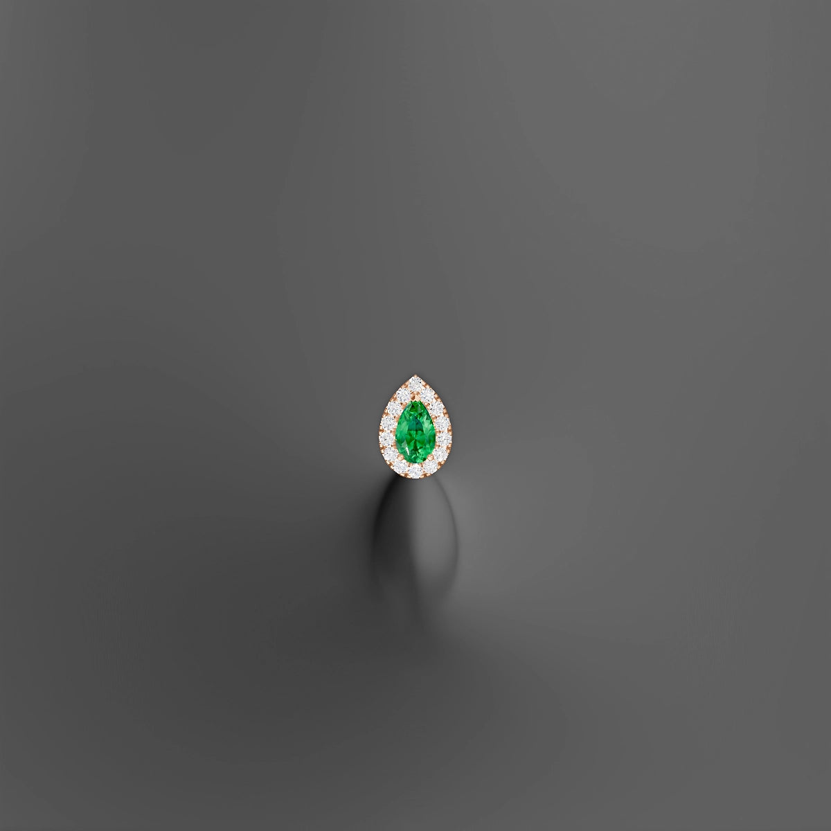 Eirene | 18k Rose Gold 10 mm 8.5 mm Halo Pear Emerald & Diamond Floating Navel Piercing