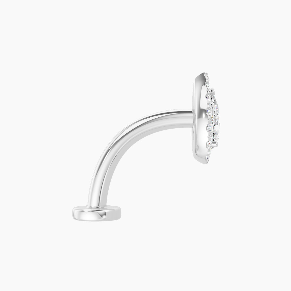 Eirene | 18k White Gold 8.5 mm 10 mm Halo Pear Diamond Floating Navel Piercing