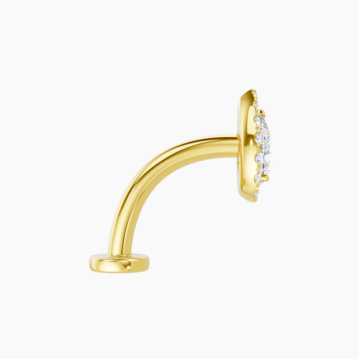 Eirene | 18k Yellow Gold 8.5 mm 10 mm Halo Pear Diamond Floating Navel Piercing
