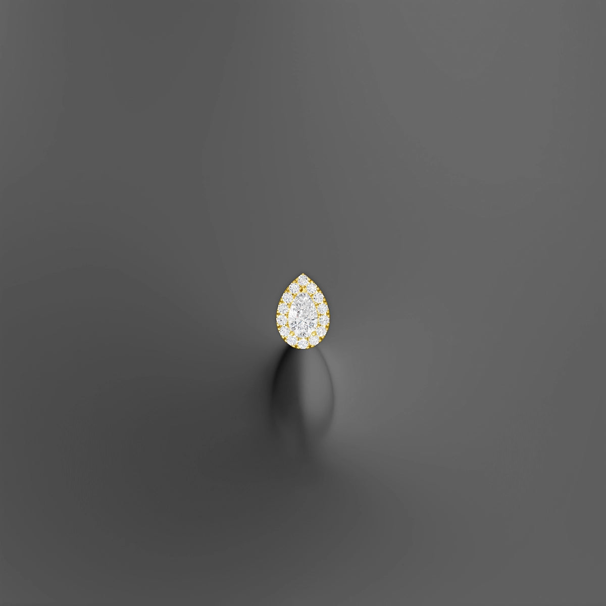 Eirene | 18k Yellow Gold 8.5 mm 10 mm Halo Pear Diamond Floating Navel Piercing