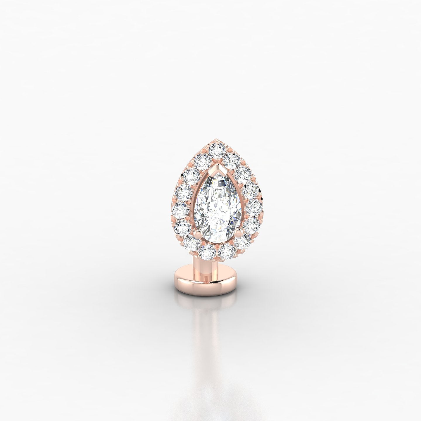 Eirene | 18k Rose Gold 10 mm 8.5 mm Halo Pear Diamond Floating Navel Piercing