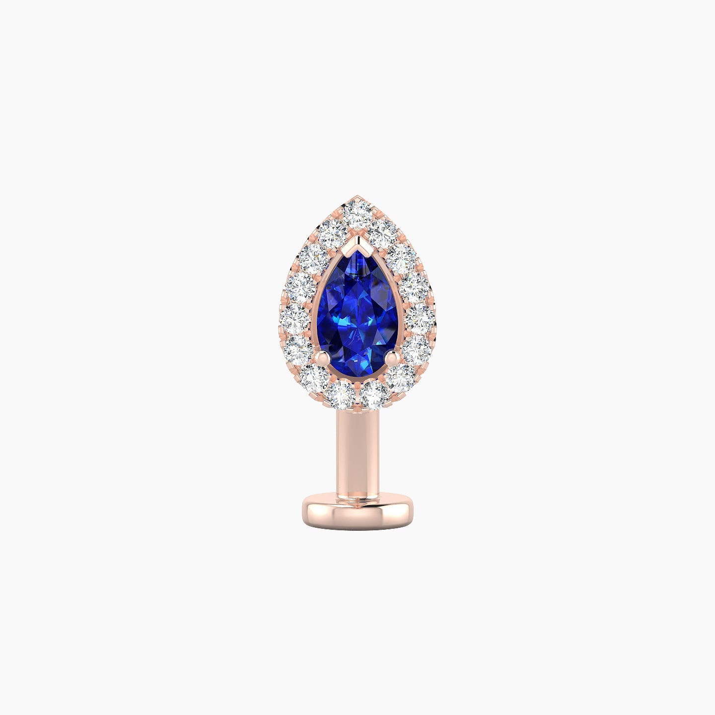 Eirene | 18k Rose Gold 10 mm 8.5 mm Halo Pear Sapphire & Diamond Floating Navel Piercing