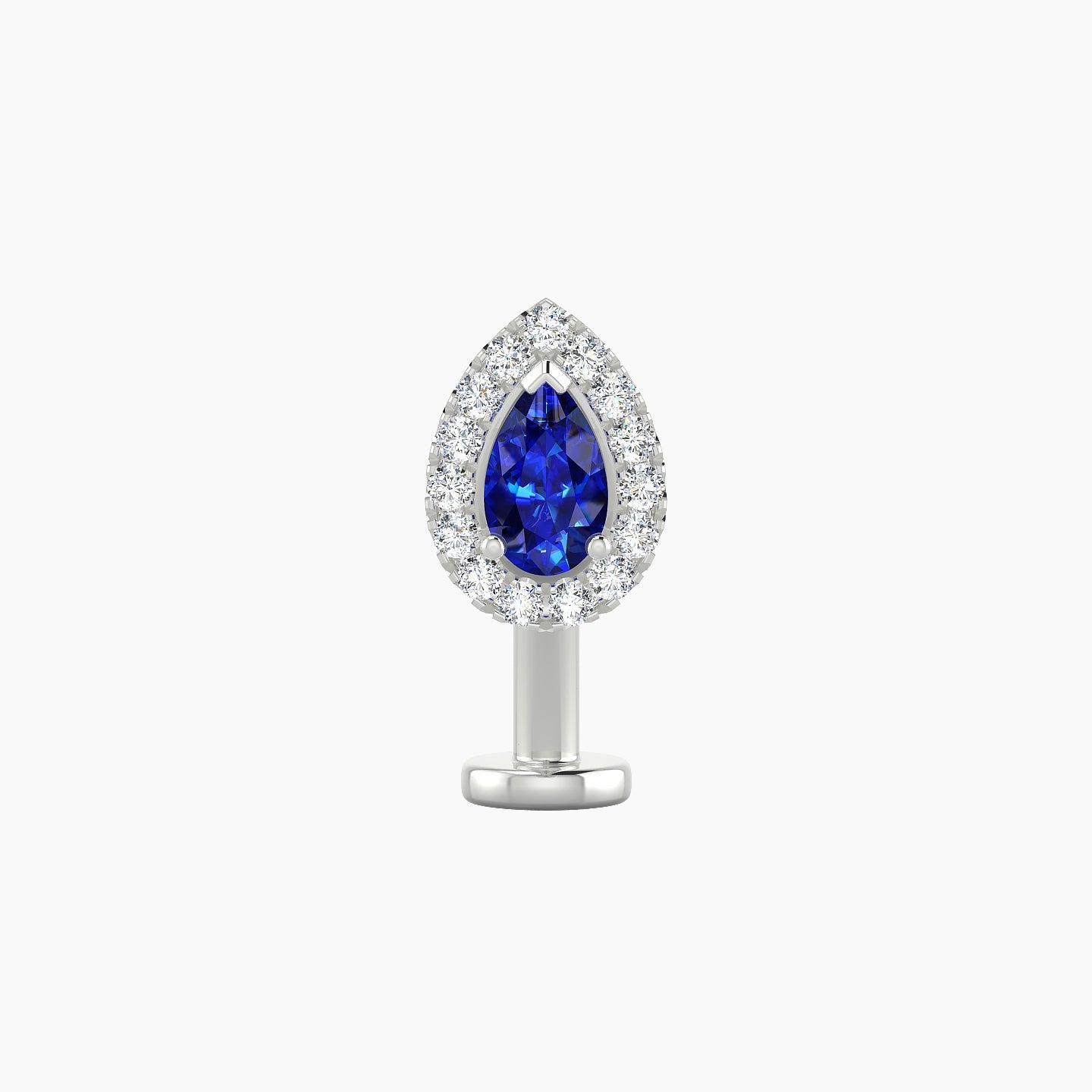 Eirene | 18k White Gold 10 mm 8.5 mm Halo Pear Sapphire & Diamond Floating Navel Piercing