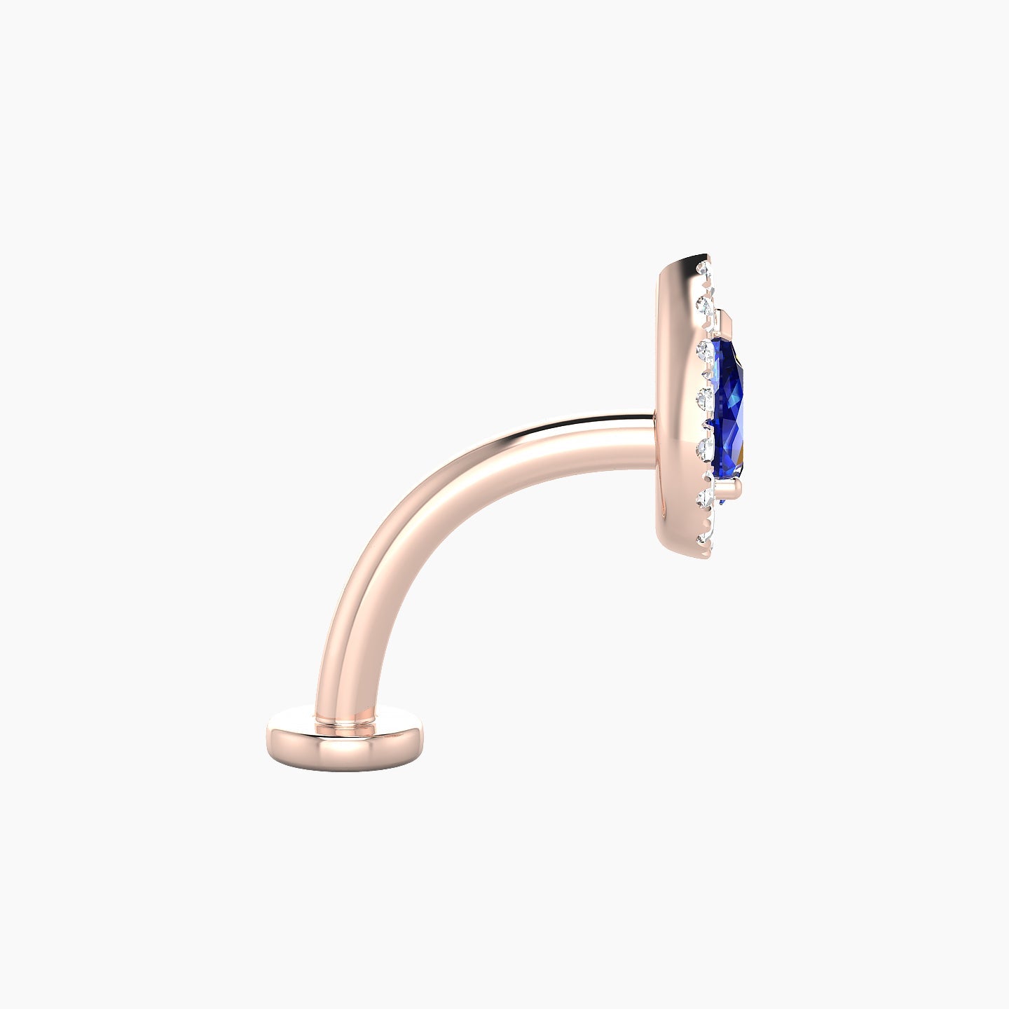 Eirene | 18k Rose Gold 10 mm 8.5 mm Halo Pear Sapphire & Diamond Floating Navel Piercing