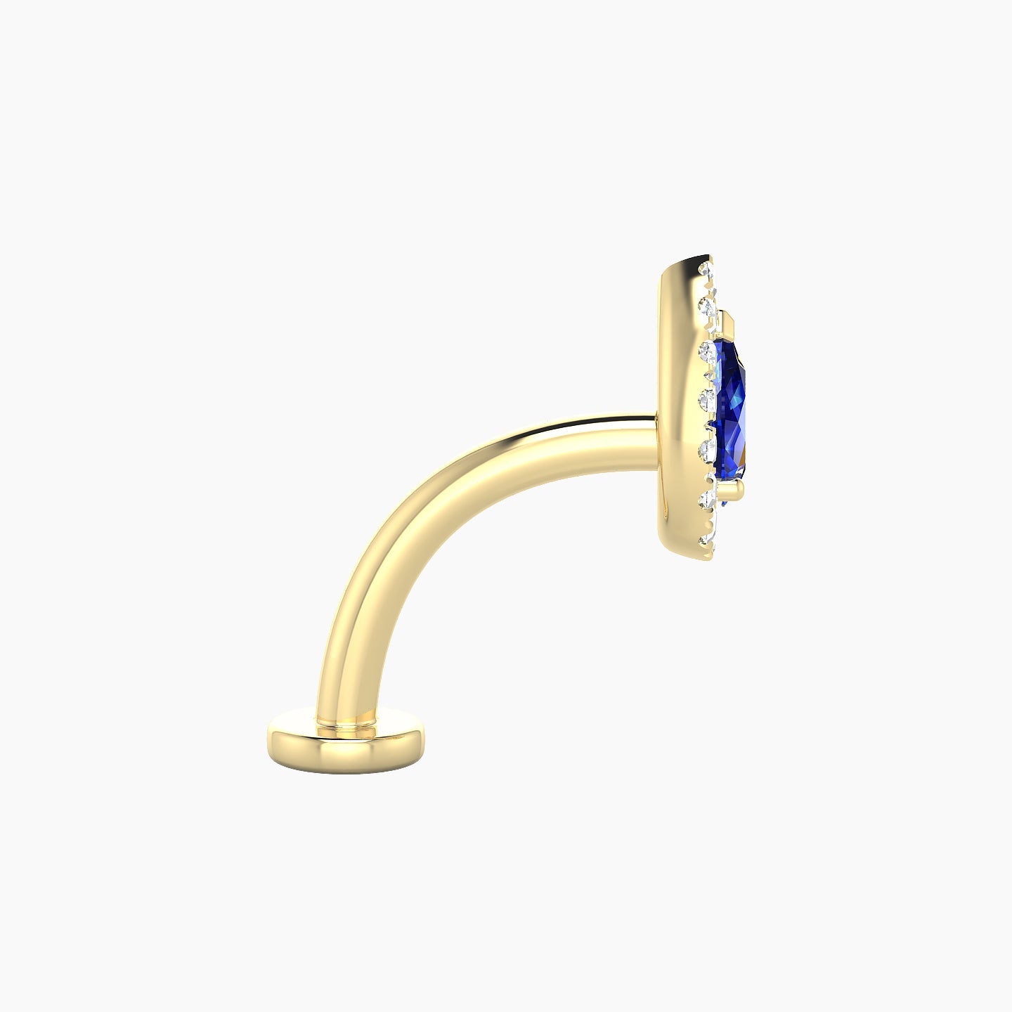 Eirene | 18k Yellow Gold 10 mm 8.5 mm Halo Pear Sapphire & Diamond Floating Navel Piercing